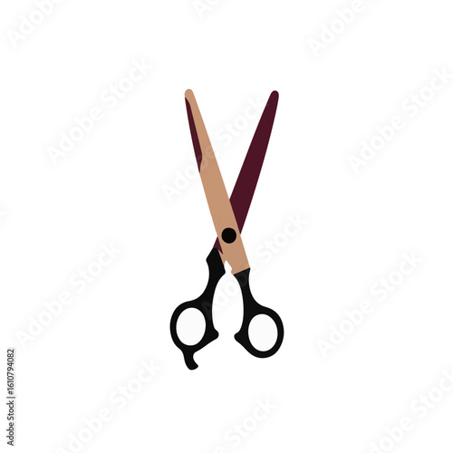 Colorful scissors open on white background, creativity and design