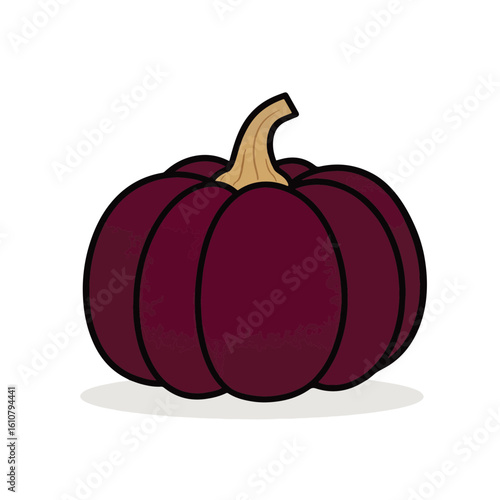 Burgundy squash vegetable silhouette on white background, autumn harvest