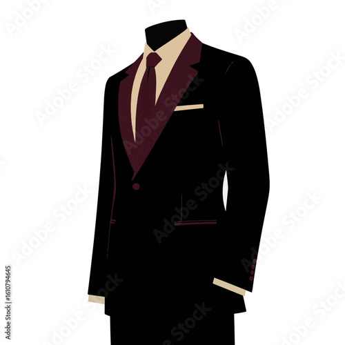 Stylish suit silhouette on white background, elegance and sophistication