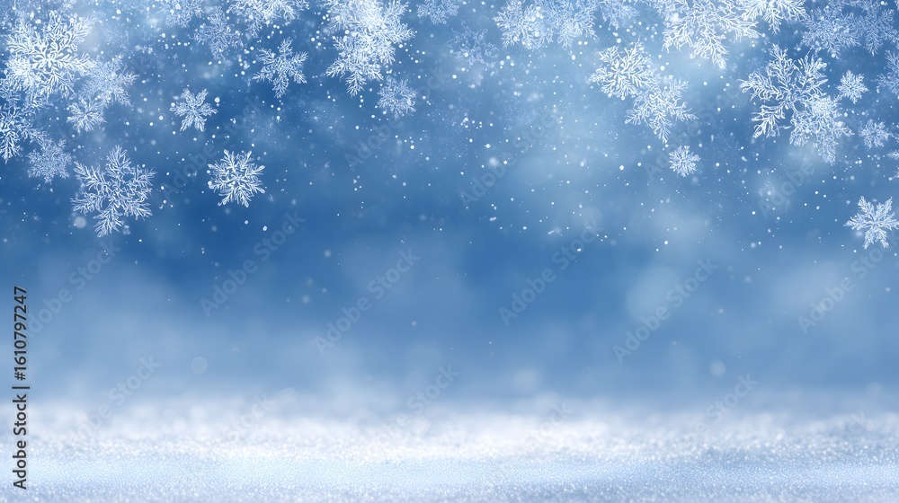 Naklejka premium Frozen Snow Scene Frame – Generative AI