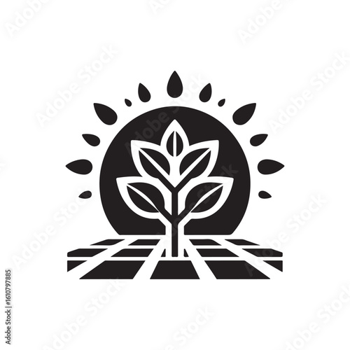 solar panel vector silhouette clip art logo design idea illustration. eco green energy power system collections.