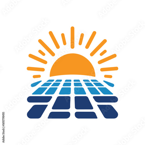 solar panel vector silhouette clip art logo design idea illustration. eco green energy power system collections.