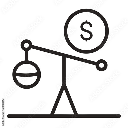 Coin Balance Beam Line Icon