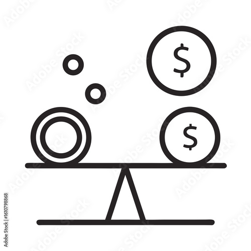 Coin Balance Beam Line Icon