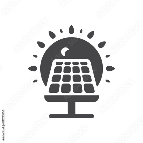 solar panel vector silhouette clip art logo design idea illustration. eco green energy power system collections.
