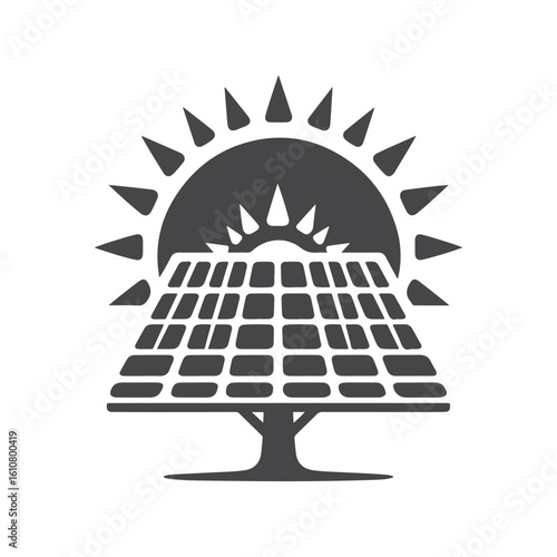 solar panel vector silhouette clip art logo design idea illustration. eco green energy power system collections.