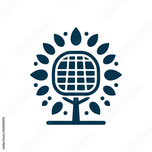 solar panel vector silhouette clip art logo design idea illustration. eco green energy power system collections.