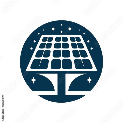 solar panel vector silhouette clip art logo design idea illustration. eco green energy power system collections.