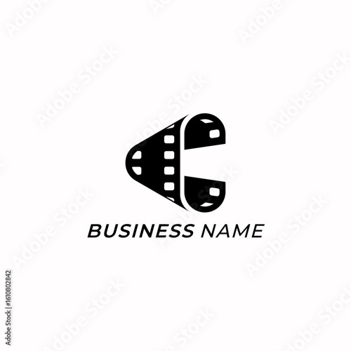 design logo creative letter C and roll film