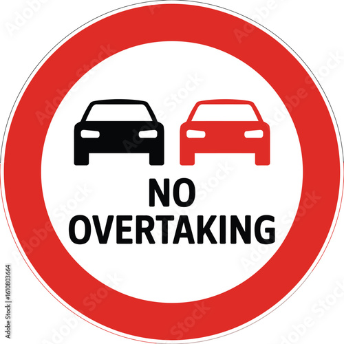 No overtaking road sign with two cars