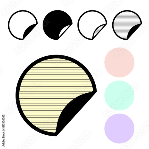 パステルカラーのめくれたラベル素材