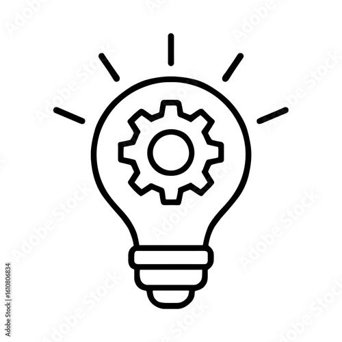 Innovation Idea Icon in Black and White Outline Style