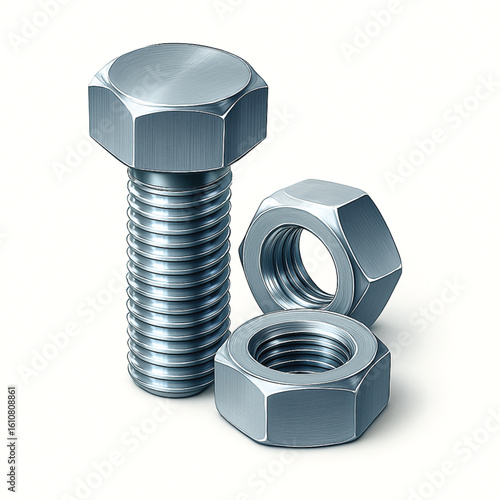 bolt and nut icon vector with white background.