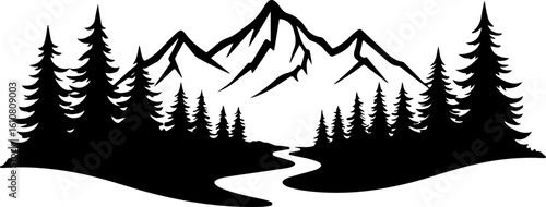 mountain man hiking, silhouette, vector bundle