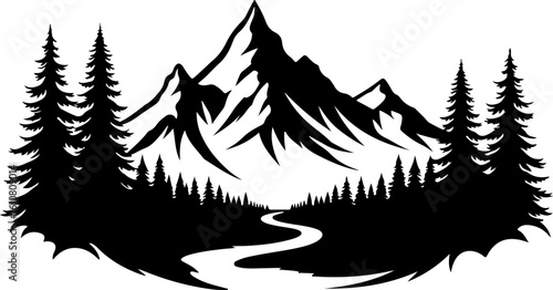 mountain man hiking, silhouette, vector bundle