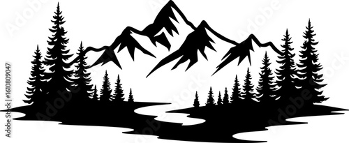 mountain man hiking, silhouette, vector bundle