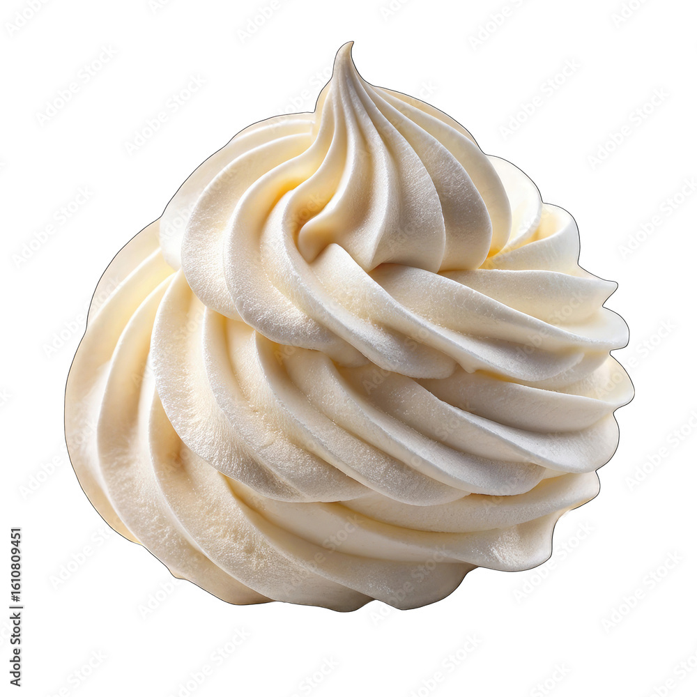 A swirl of whipped cream on black background A swirl of whipped cream on black background