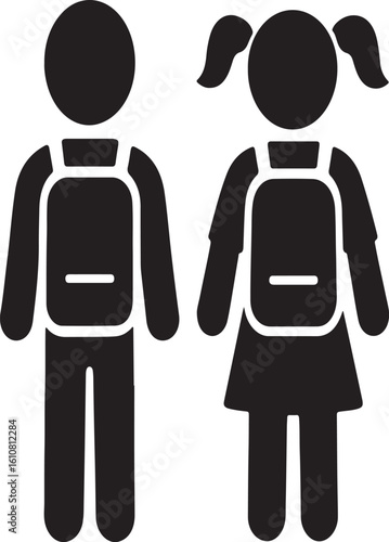 Stick Figure Students Heading to School with Backpacks Ready for Learning Illustration of Education and Knowledge in a Classroom