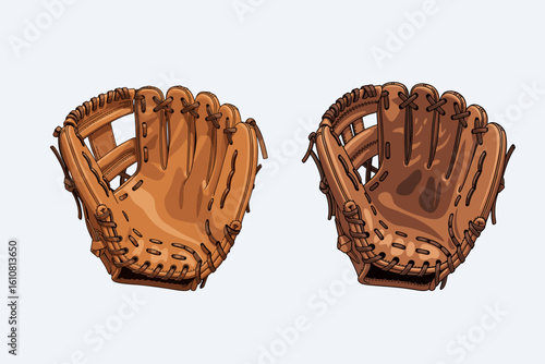 Baseball gloves on a white background