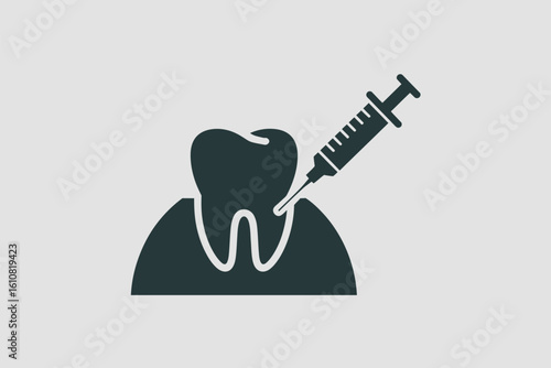 Dental anesthesia syringe administered to tooth root canal