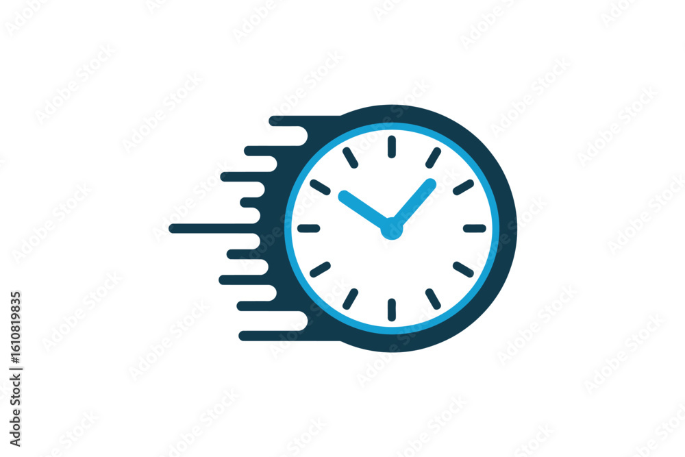Fast moving clock with motion blur effect symbolizing speed and time passing Fast moving clock with motion blur effect symbolizing speed and time passing