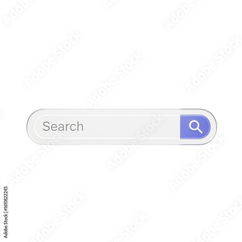 3D Render of a Search Bar with Magnifying Glass Icon for Web Design