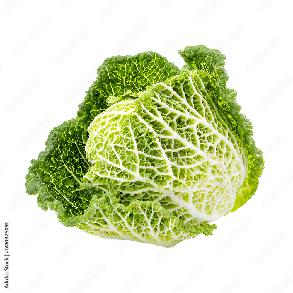 Fototapeta premium Savoy cabbage isolated on black background studio shot, healthy eating concept