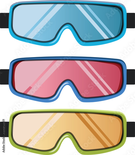 Ski Goggles Winter Sport Eyewear Collection – Protective Snowboarding and Skiing Gear Vector for Cold Weather Activities