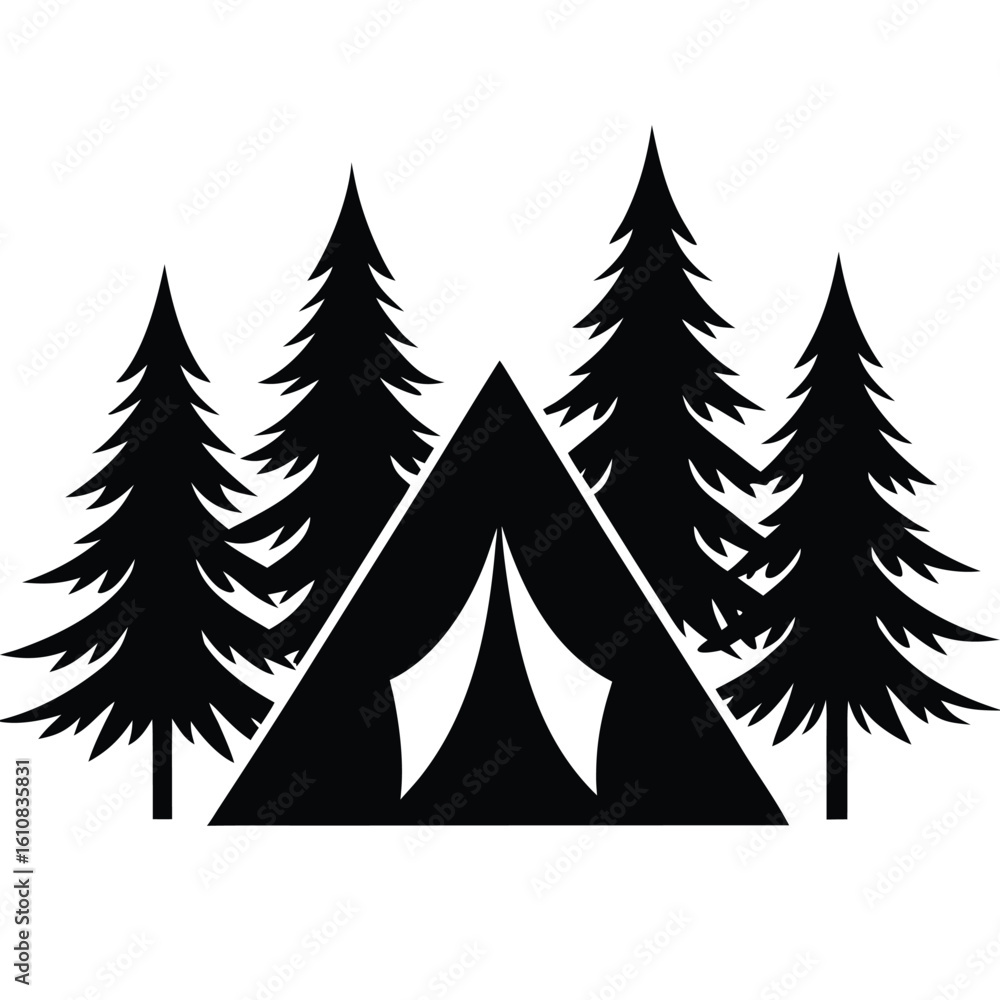 Obraz premium tent under pine trees