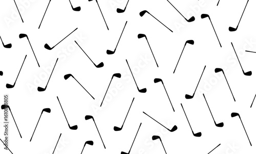 Golf stick black silhouette. The seamless vector pattern of golf club