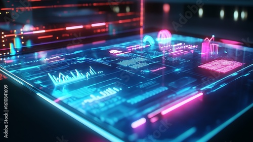 Wallpaper Mural Modern vibrant display shows dynamic financial data analysis Torontodigital.ca