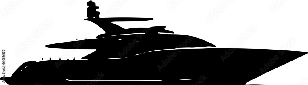 Luxury Yacht Silhouette Vector – Modern Speed Boat Vector Design Luxury Yacht Silhouette Vector – Modern Speed Boat Vector Design