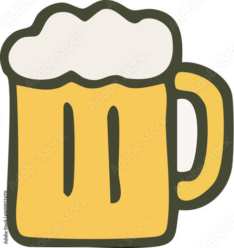 Cartoon Beer Mug with Foam.