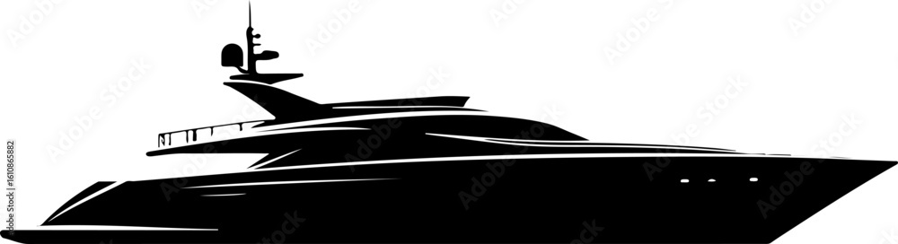 Luxury Yacht Silhouette Vector – Modern Speed Boat Graphics Design Luxury Yacht Silhouette Vector – Modern Speed Boat Graphics Design