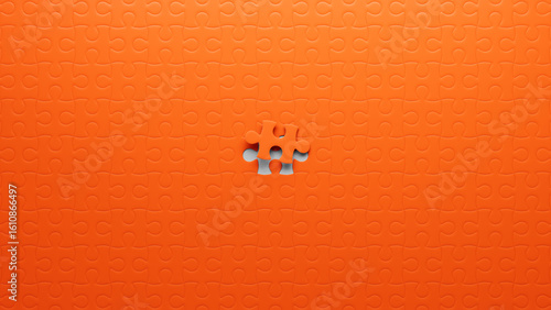 Wallpaper Mural Vivid Orange Puzzle with Missing Center Piece Against Sky Blue - A Striking Conceptual Contrast Torontodigital.ca