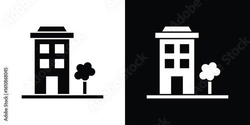 Apartment icon vector illustration glyph style designs for web.