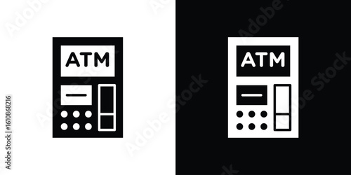 Atm icon vector illustration glyph style designs for web.