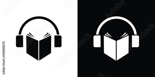 Audio book icon vector illustration glyph style designs for web.
