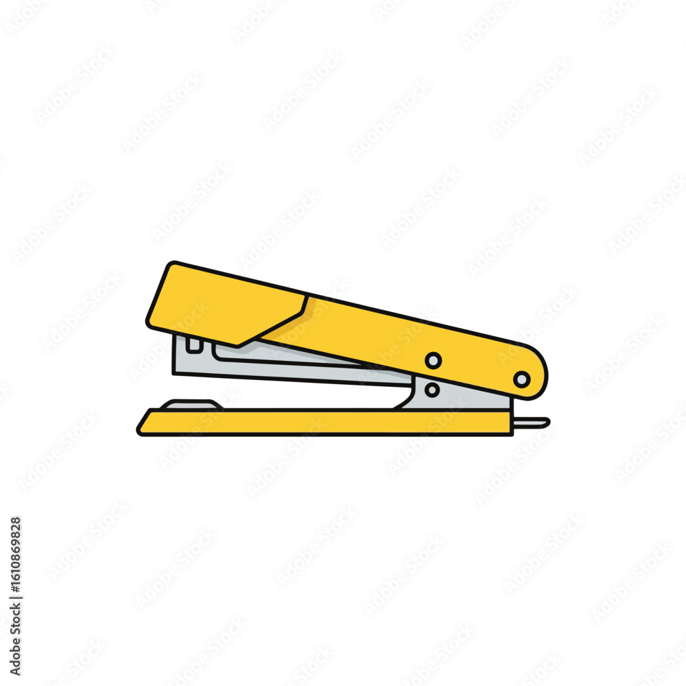 Yellow Stapler: Office Essential, Minimalist Illustration Yellow Stapler: Office Essential, Minimalist Illustration