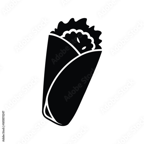Illustration of a delicious shawarma wrap on a white background