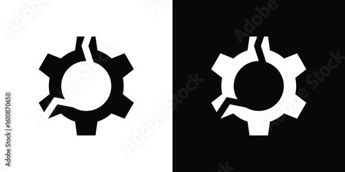 Broken gear icon vector illustration glyph style designs for web.