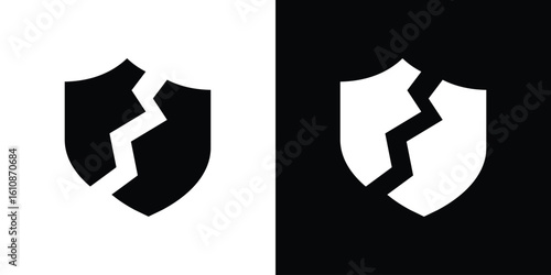 Broken shield icon vector illustration glyph style designs for web.
