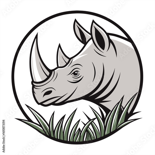 Wallpaper Mural Rhino side profile with grass vector base. Torontodigital.ca
