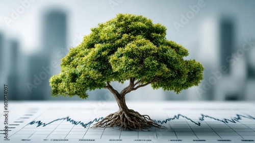 Wallpaper Mural Symbolic tree representing growth and stability in a financial setting during the day Torontodigital.ca