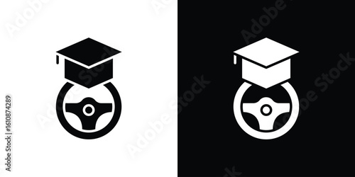Driving school icon vector illustration glyph style designs for web.