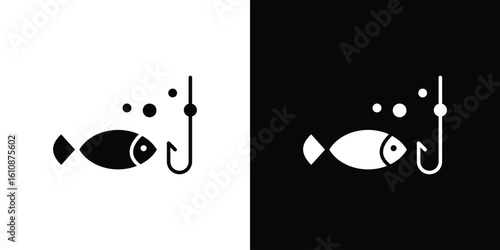 Fishing icon vector illustration glyph style designs for web.