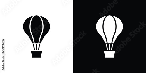 Hot air balloon icon vector illustration glyph style designs for web.
