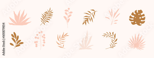 Wallpaper Mural Vector abstract botanical icons. Story highlights template. Earthy colors natural organic fluid shapes. Social media bohemian jungle exotic leaves design. Boho style foliage bg. Twigs illustration Torontodigital.ca
