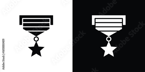 Military medal icon vector illustration glyph style designs for web.