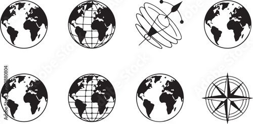 Globes and compass rose earth world